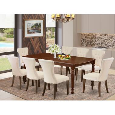 Dining table with cream best sale leather chairs